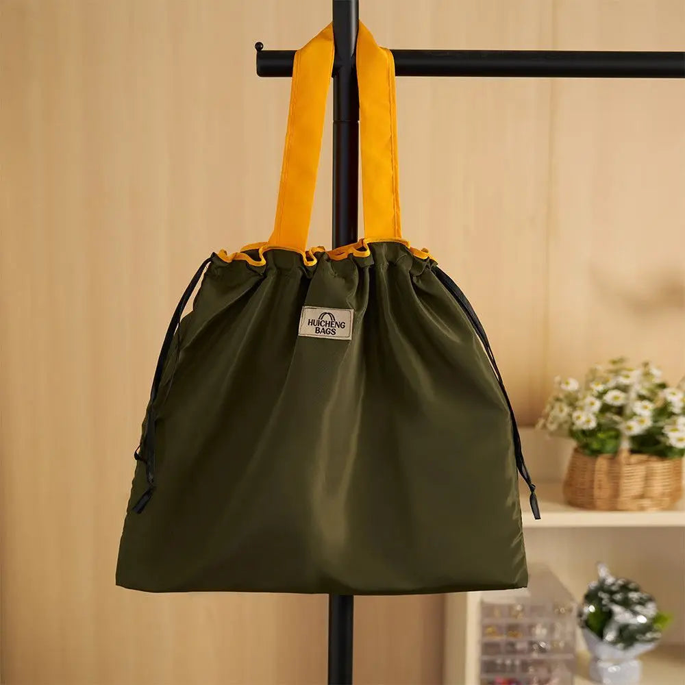 Reusable Nylon Drawstring Shopping Bag — Durable Grocery Tote for Travel