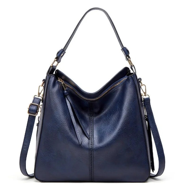 Women's Leather Hobo Bag — Large Capacity Shoulder Tote for Daily Use