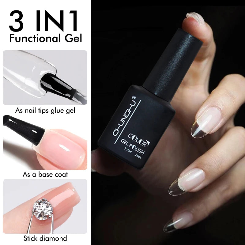CHUNSHU 3-in-1 Nail Glue Gel — Fast Acrylic Extension & Press-On Tool