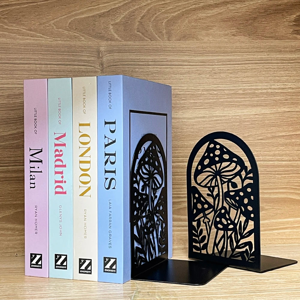 Modern Metal Bookends — Heavy Duty Decorative Support for Bookshelves