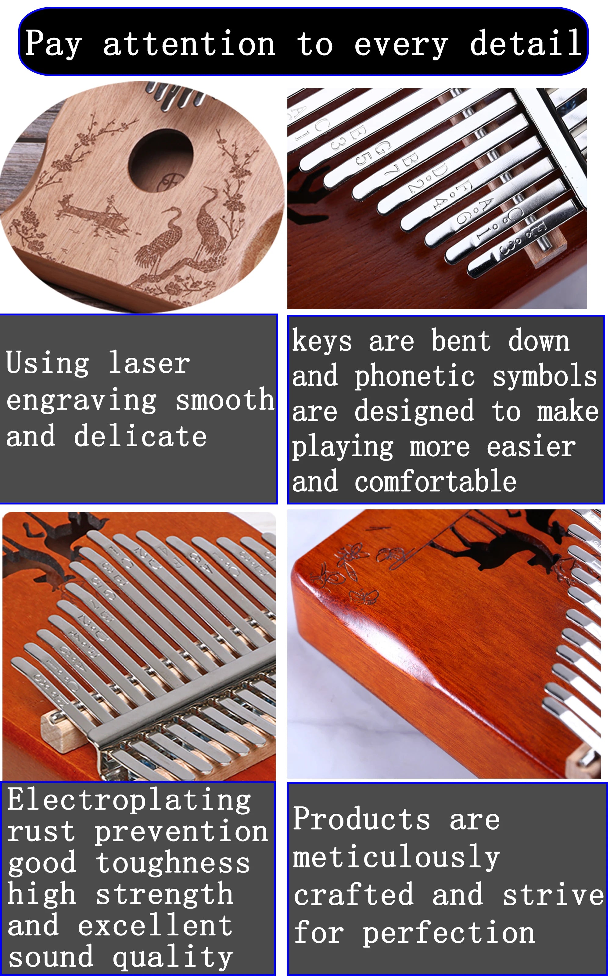 Lydesy Wooden Thumb Piano — Portable Kalimba Musical Instrument