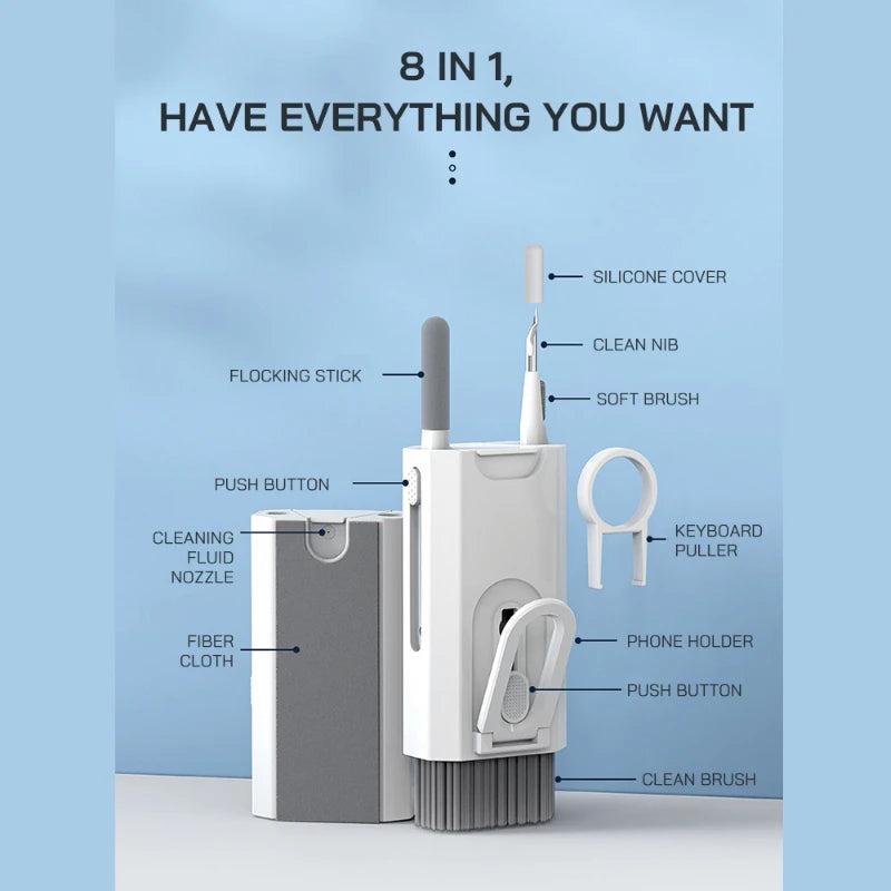 8-in-1 Multi-functional Electronics Cleaning Kit — Comprehensive Tool Set for Gadgets