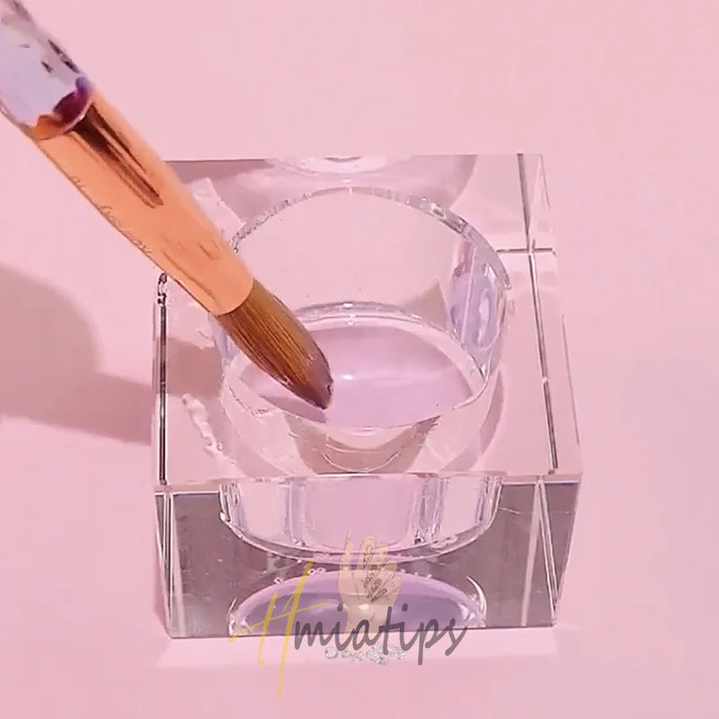 Glass Dappen Dish with Lid — Professional Nail Powder & Liquid Container