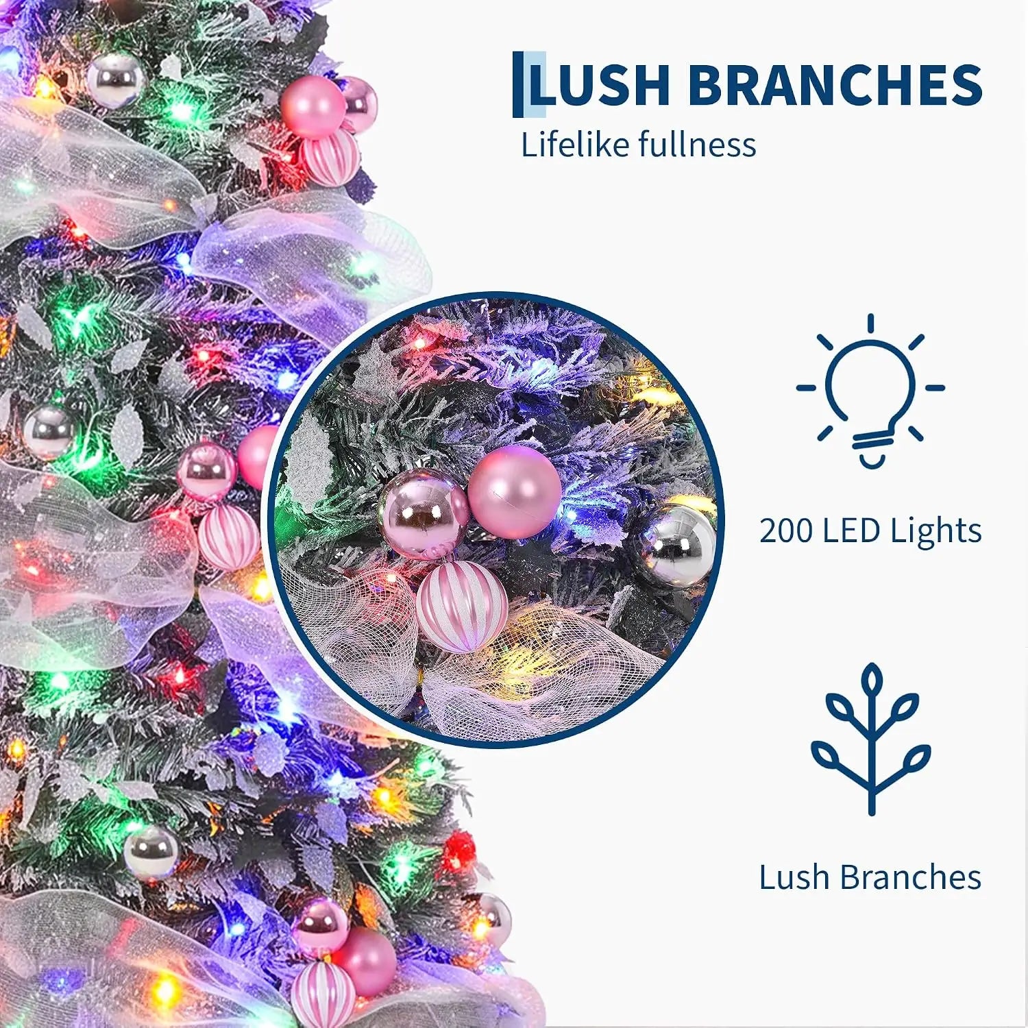 Garvee 6ft Pop-up Christmas Tree — Pre-Lit Flocked Design with LED Lights