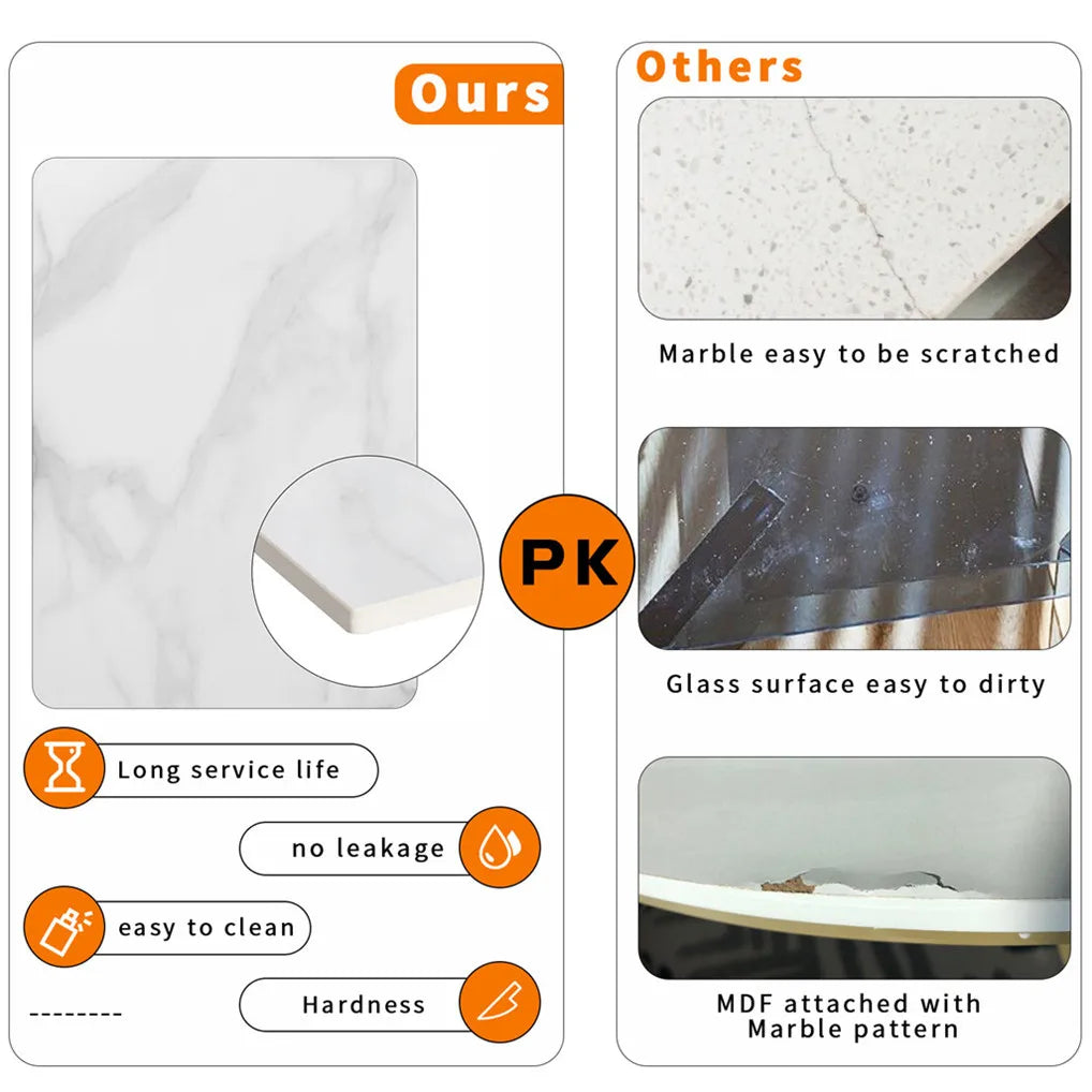 Square Marble Dining Table — Modern Sintered Stone Kitchen Furniture