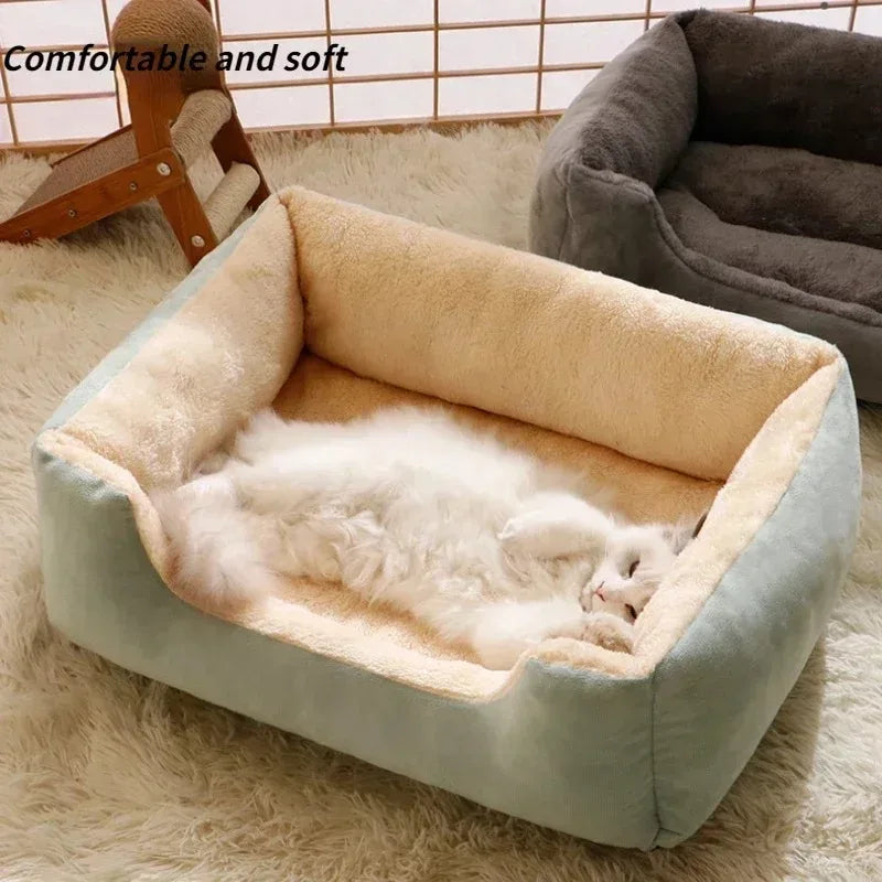 BeiYu Pet Plush Cat Bed — Cozy Winter Cushion for Small Pets