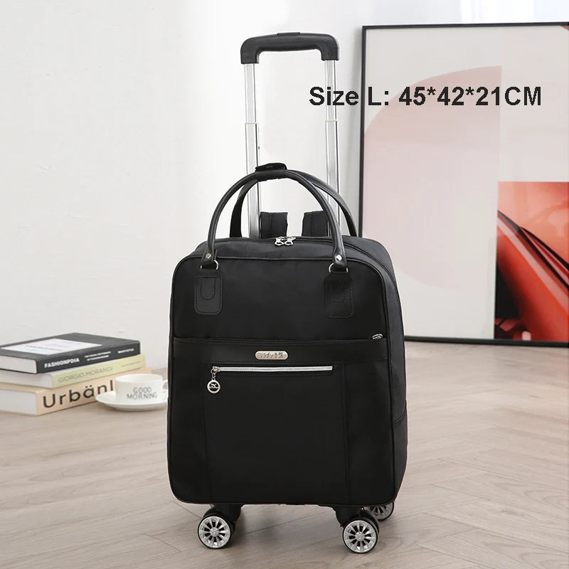 Rolling Travel Luggage Bag — Waterproof Oxford Cloth Suitcase with Wheels