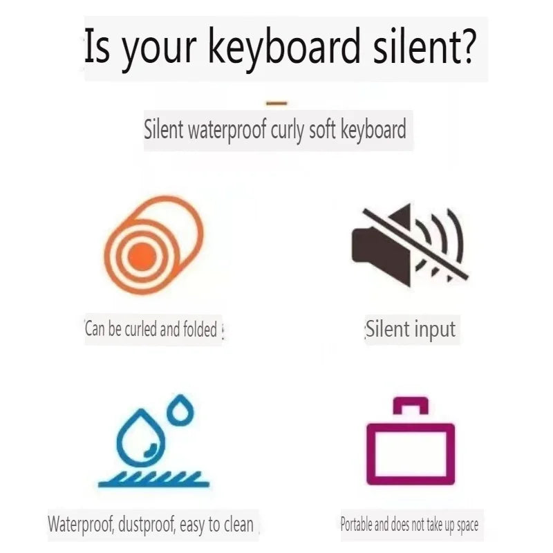 bkscy Flexible Silicone Keyboard — Waterproof Folding USB Wired Design