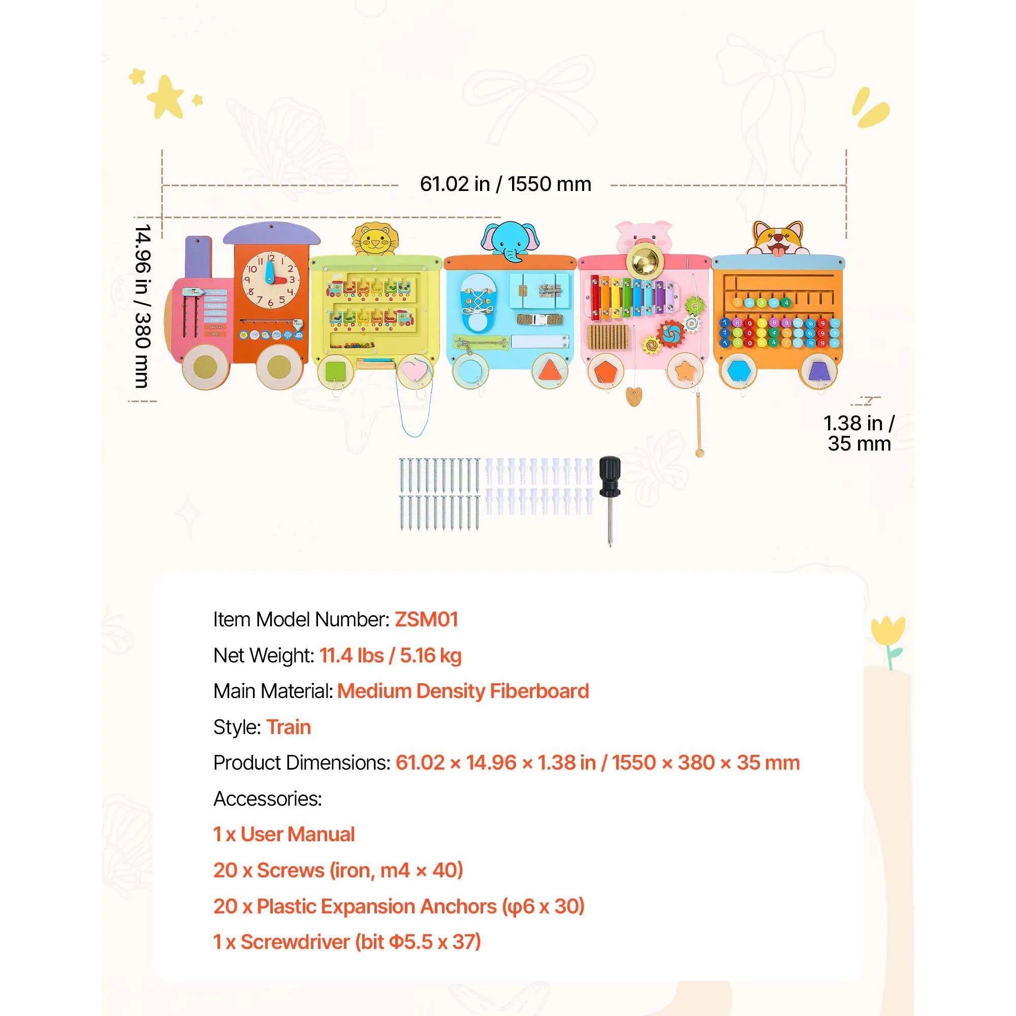 SucceBuy Kids Activity Wall Busy Board — Montessori Sensory Learning Panels