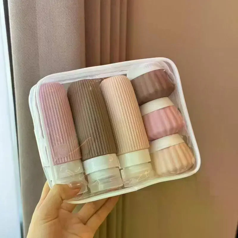 Silicone Travel Toiletry Bottle Set — Leak-Proof Containers With Clear Pouch
