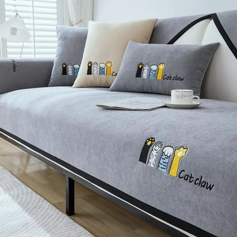 Premium Chenille Sofa Cushion Cover — Non-Slip Rectangular Seat Protector