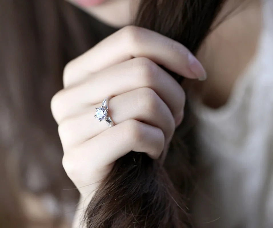 Sterling Silver Classic Six-Claw Ring — Elegant Tourmaline & Zircon Jewelry