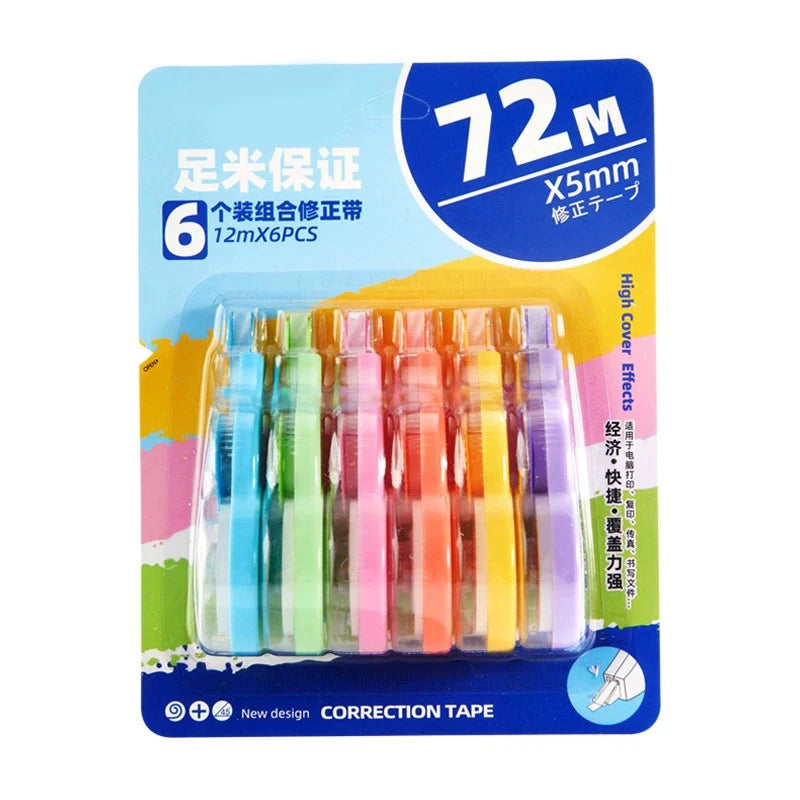 Correction Tape 6-Pack Set — Large Capacity White Error Correction