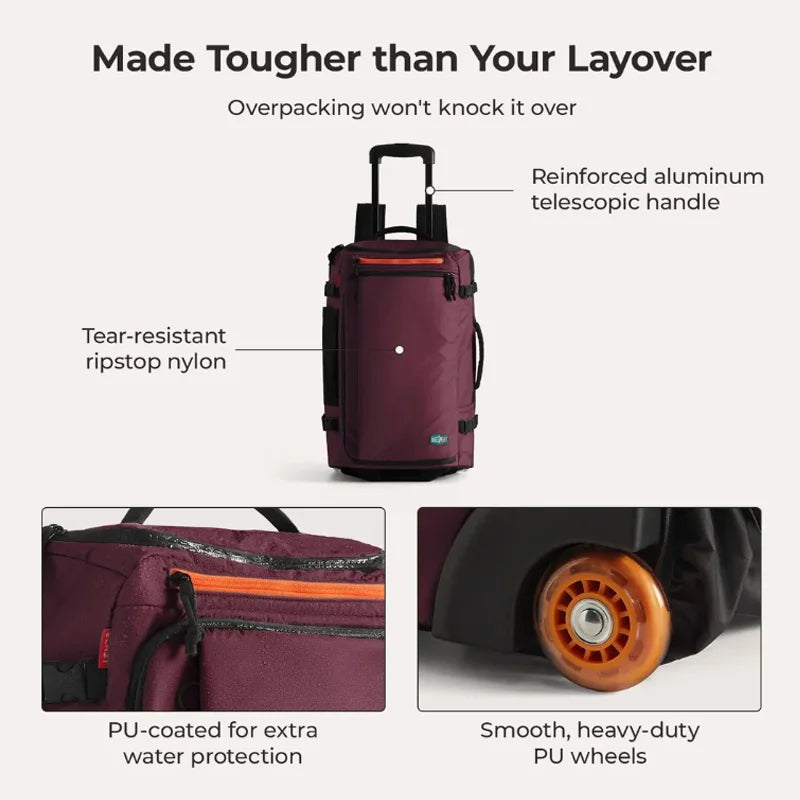 BAGSMART Travel Rolling Luggage — Multifunction 3-in-1 Carry On Backpack