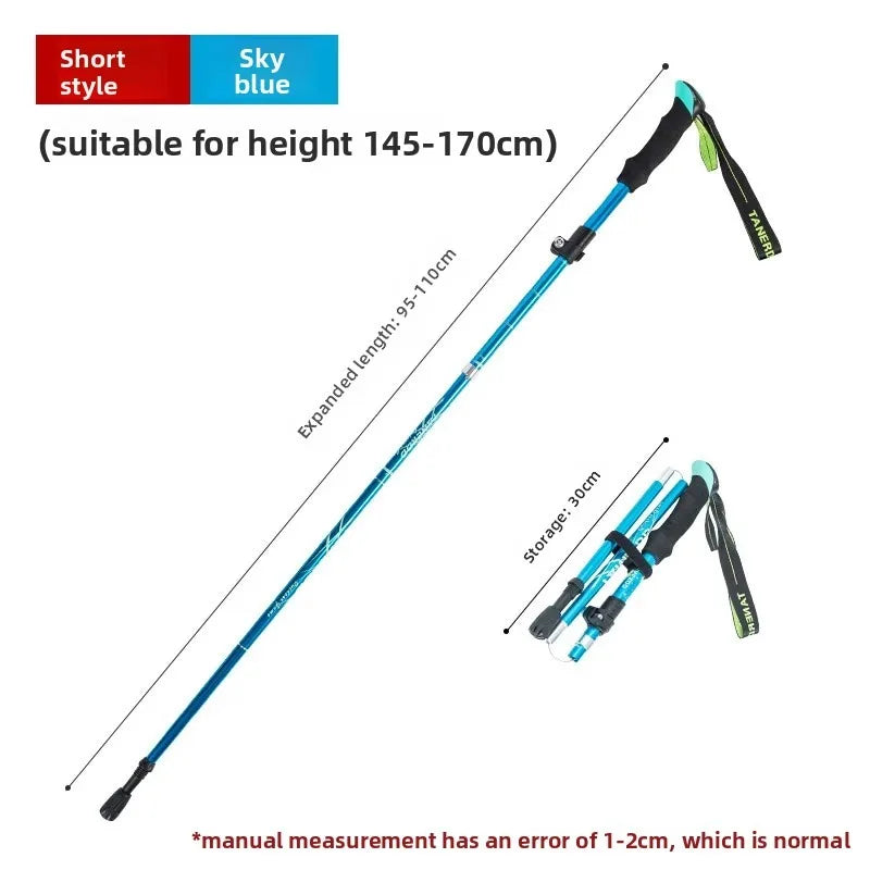 Aluminum Alloy Folding Hiking Stick — Lightweight Retractable Walking Pole