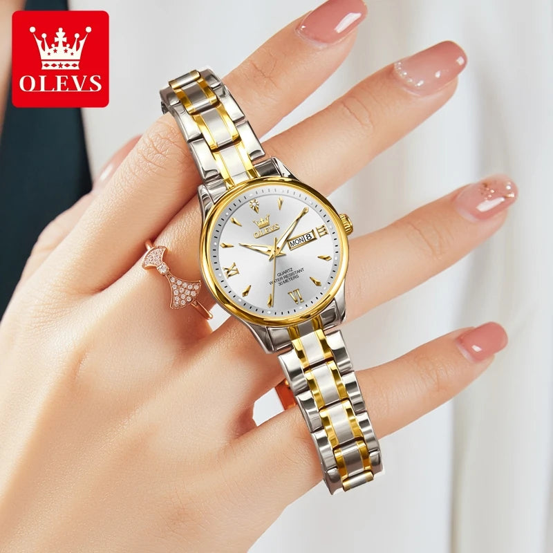 OLEVS 9806 Luxury Couple Watch Set — Waterproof Quartz Timepiece with Luminous Display