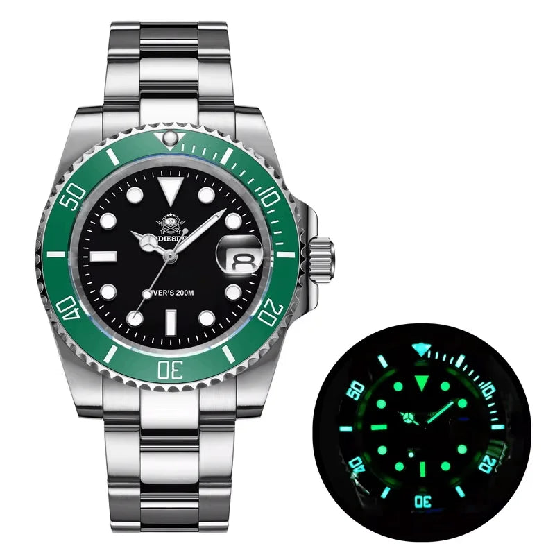ADDIESDIVE Classic Men's Diving Watch — 200m Waterproof Stainless Steel