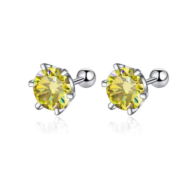 Moissanite Round Cut Stud Earrings — 925 Sterling Silver Fine Jewelry