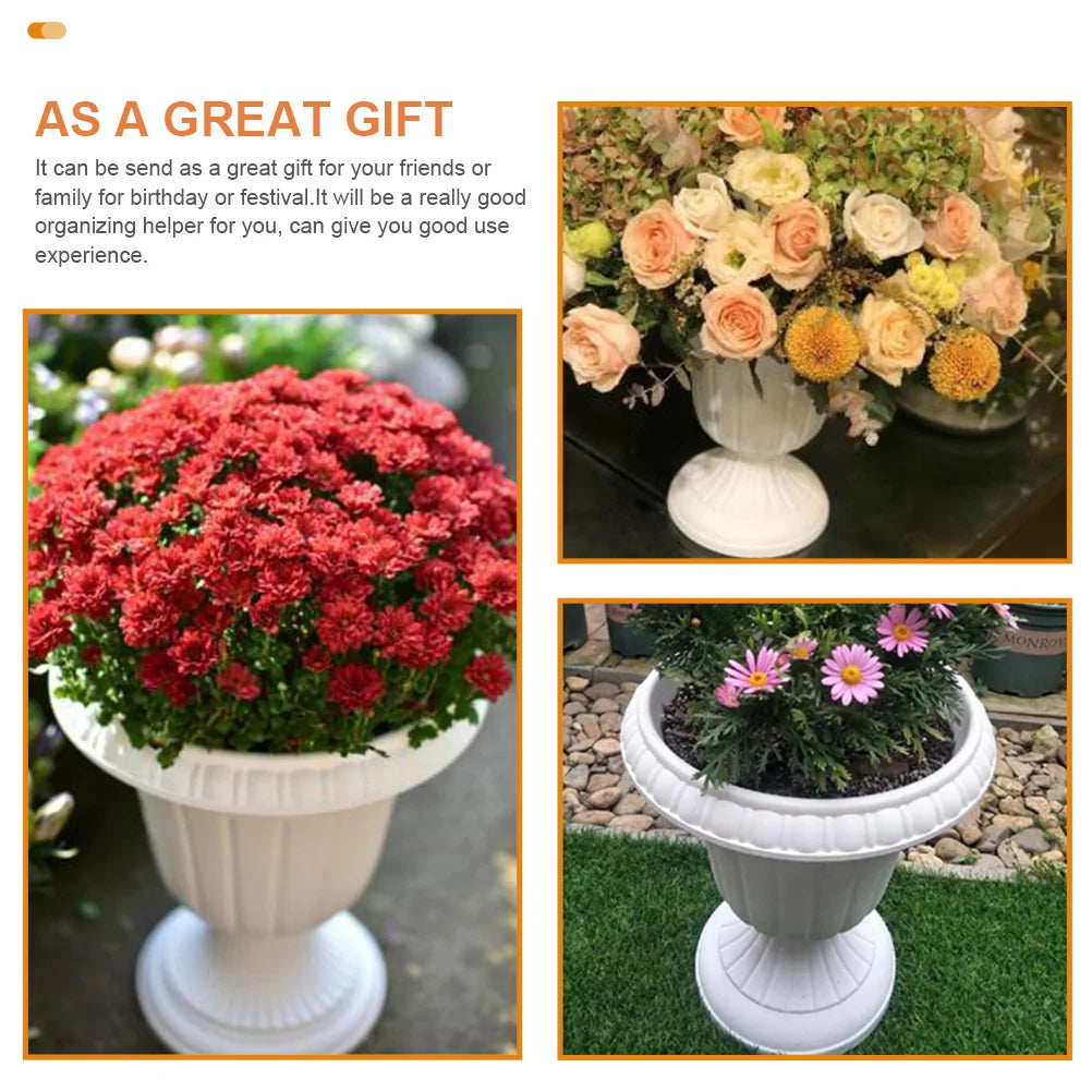 BESTOMZ Roman Column Flower Pot — Classic White Pedestal Planter