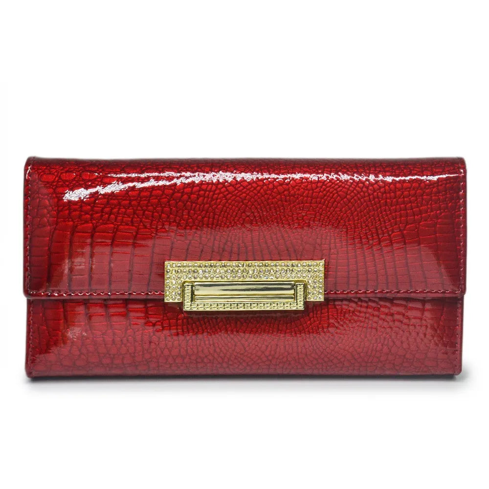 Wishehappy Luxury Stone Pattern Wallet — Elegant Leather Long Clutch Purse