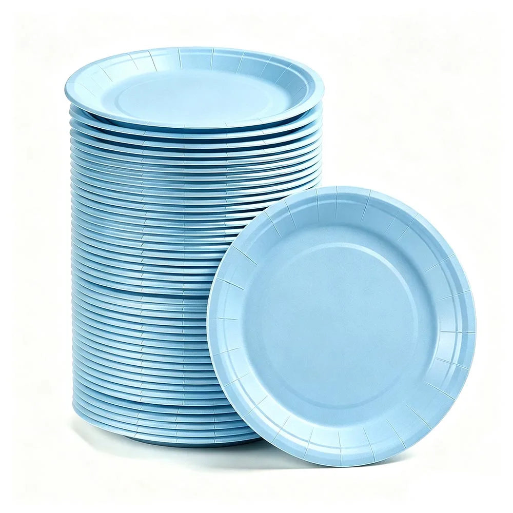 Solid Color Paper Plates — Disposable 7-Inch Party Tableware