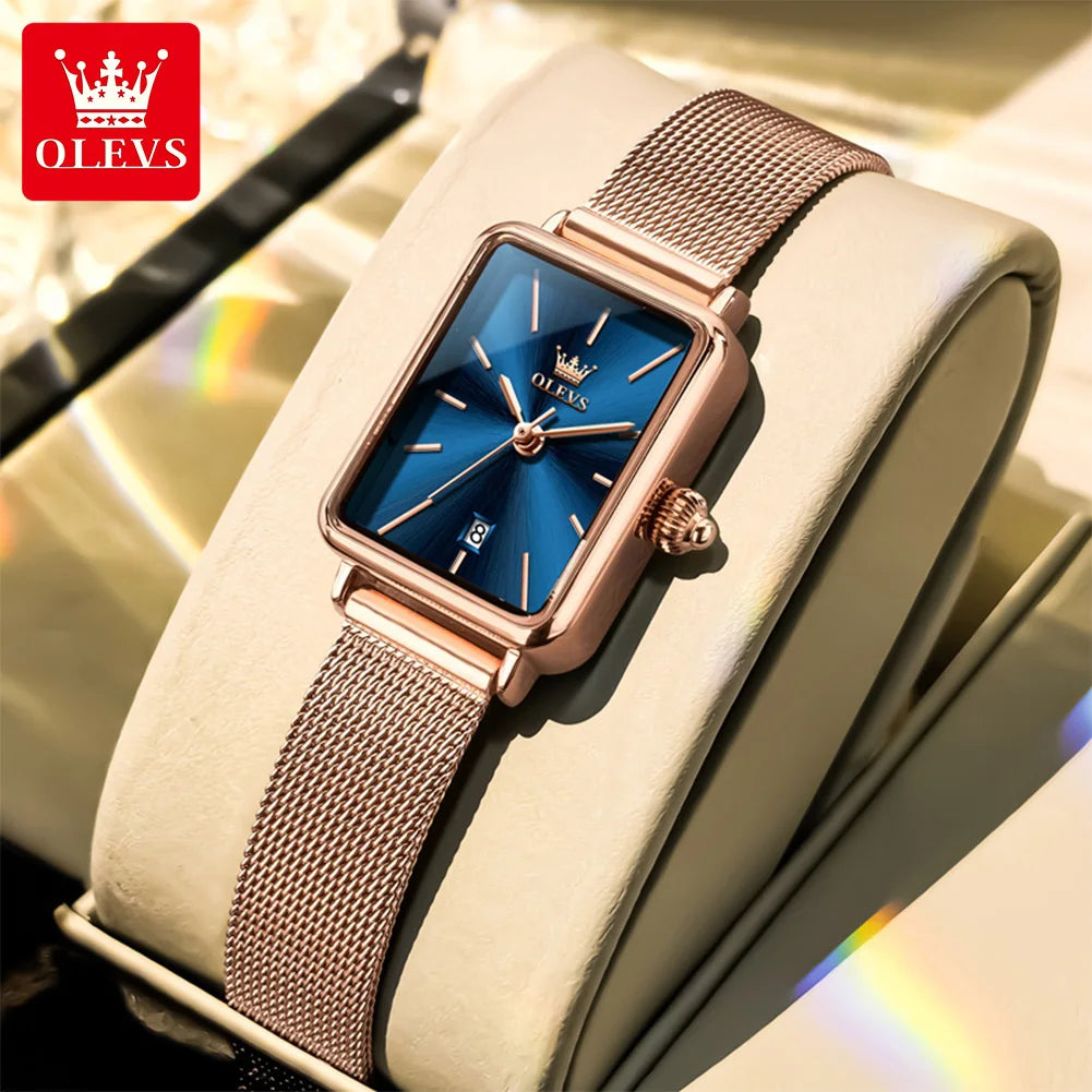 OUPINKE Square Quartz Watch — Ultra Thin Fashion Design with Auto Date