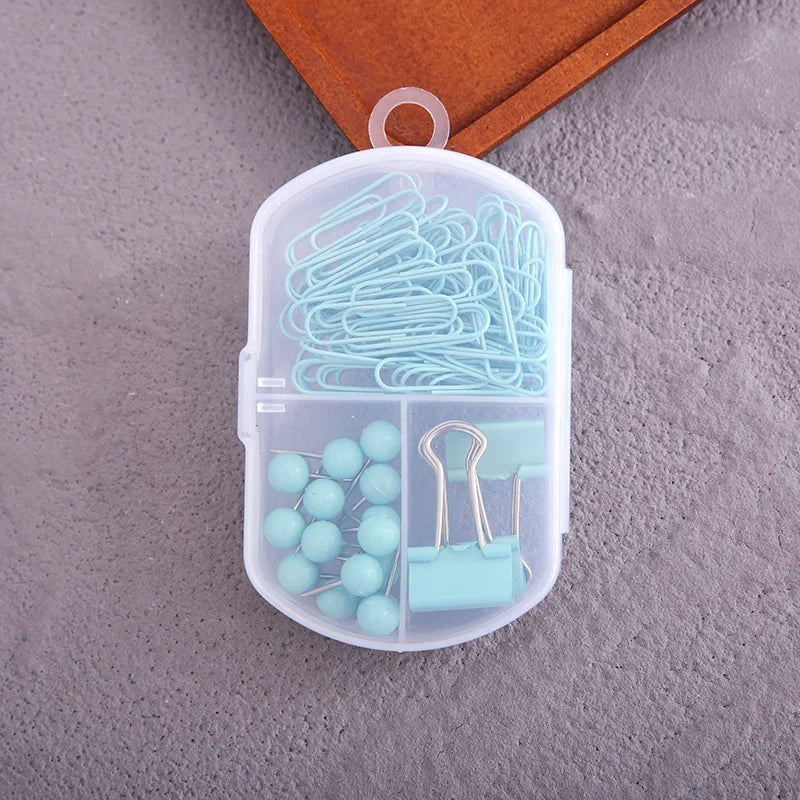 Colorful 3-in-1 Stationery Set — Paper Clips, Binder Clips & Tacks