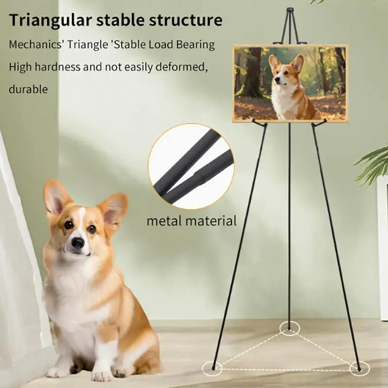 Metal Tripod Easel Stand — Adjustable Height Support for Artists