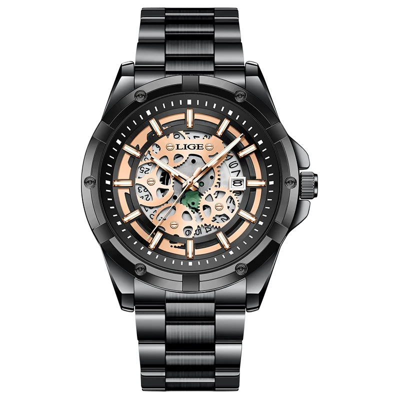 LIGE Business Men's Watch — Waterproof Chronograph with Luminous Hands