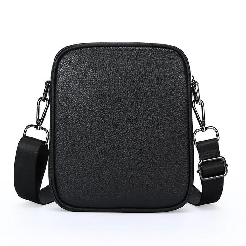 Genuine Leather Messenger Bag — Vertical Crossbody Shoulder Bag for Men