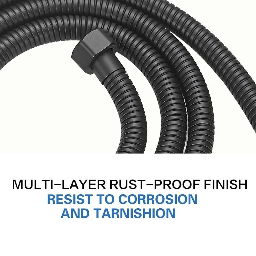 High Pressure Handheld Shower Head & Stainless Steel Hose — Flexible Bathroom Extension