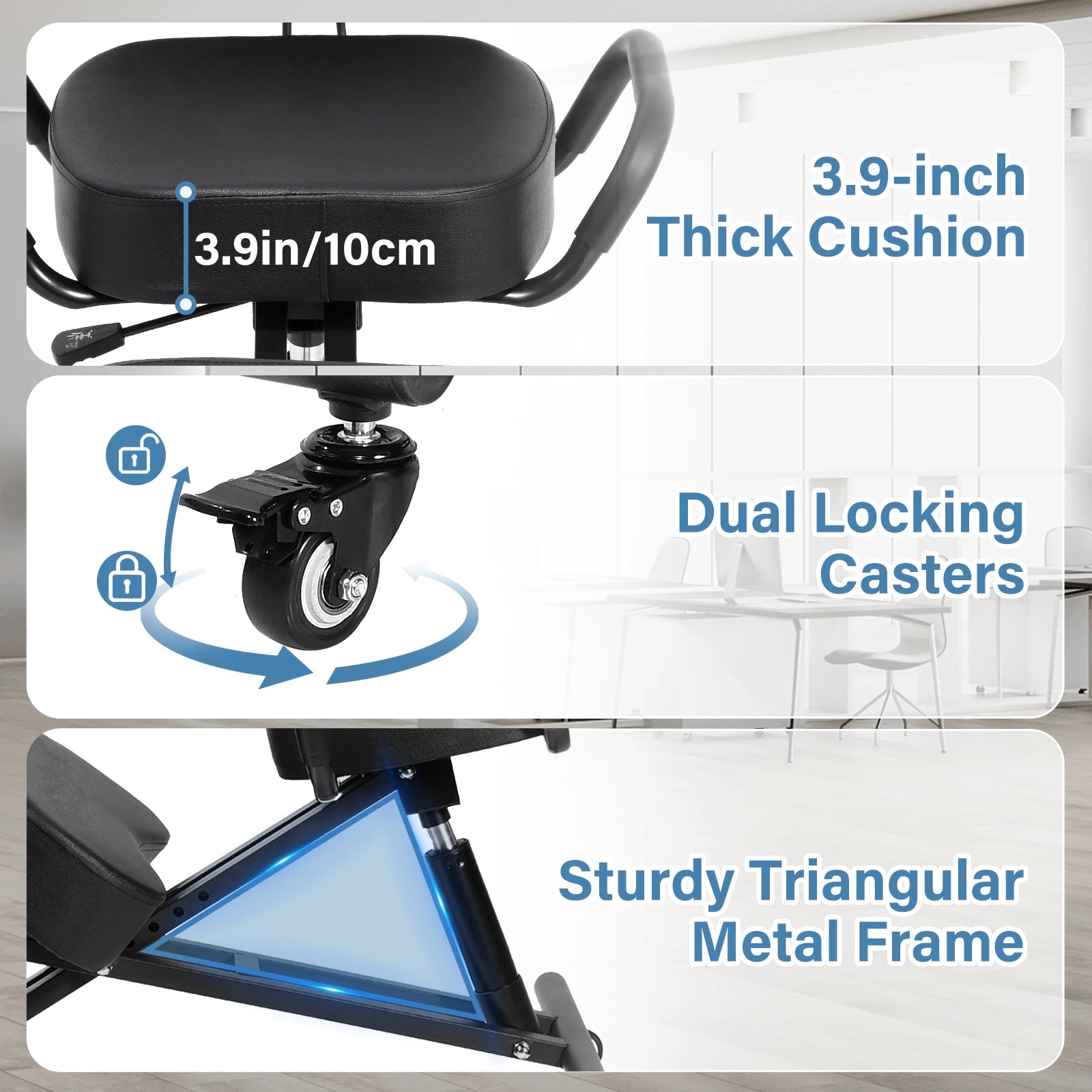 Ergonomic Kneeling Chair — Adjustable Back Support for Office Work