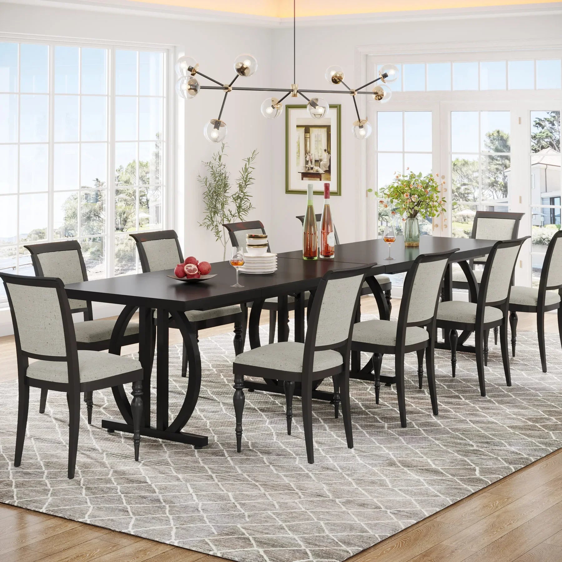 Tribesigns Modern Industrial Dining Table — 63-Inch Large Metal & Wood Table