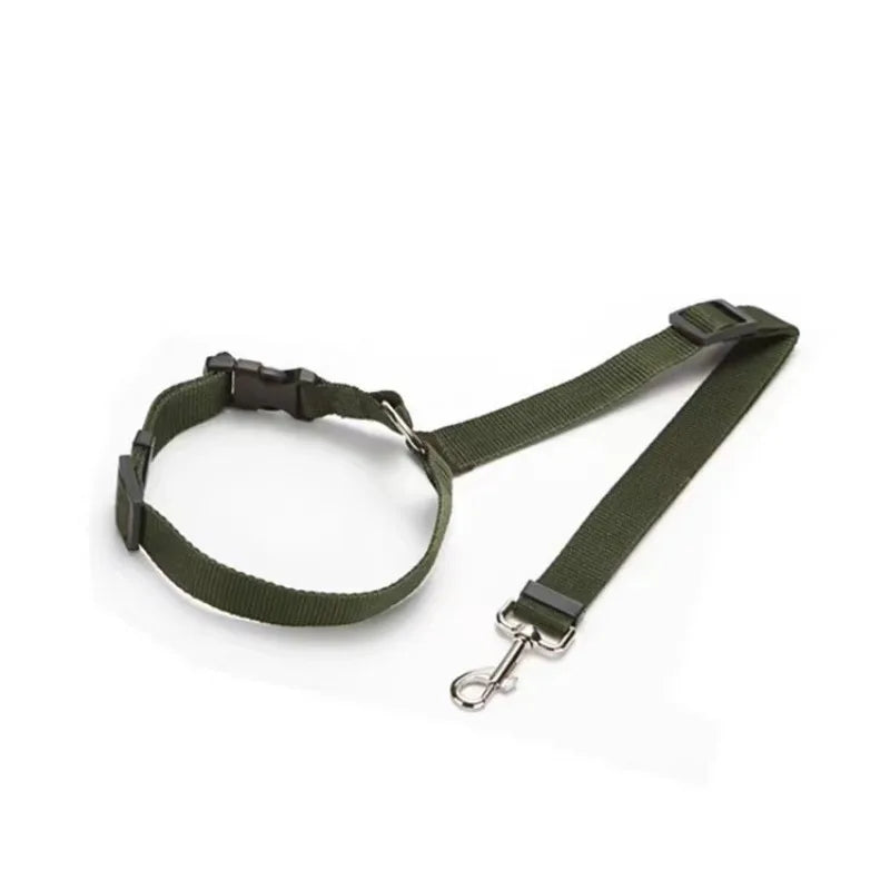Two-in-One Pet Car Seat Belt — Adjustable Nylon Leash & Safety Tether