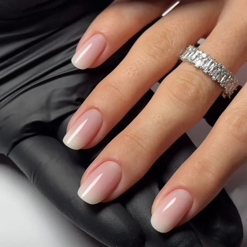 French Tip Press On Nails — Handmade Full Cover False Nail Set