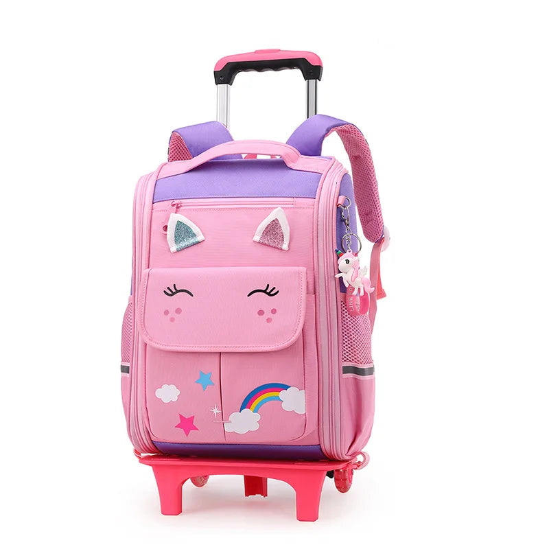 Children's Rolling School Backpack — High Capacity Wheeled Trolley Bag