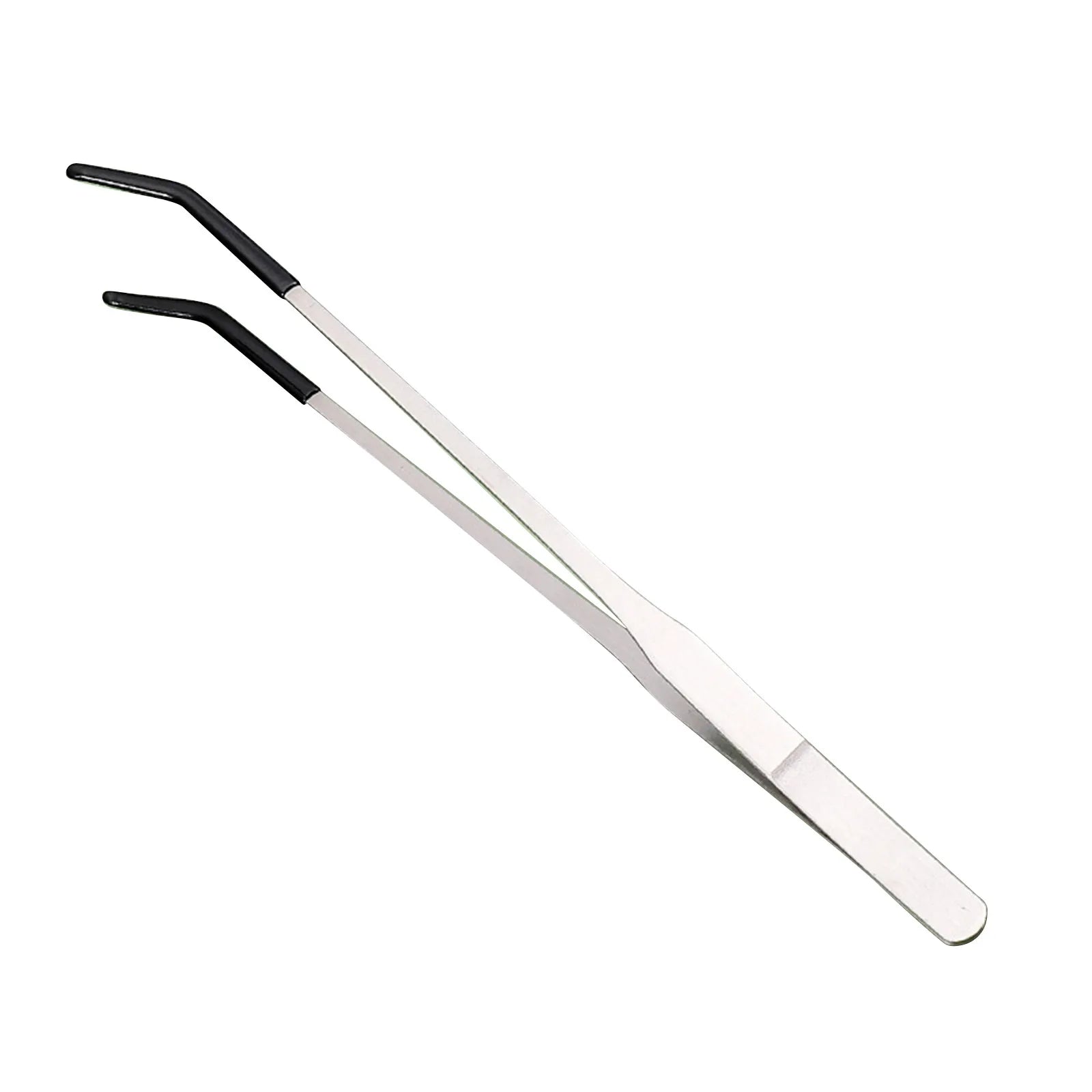 Stainless Steel Feeding Tongs — Precision Bent Tip Tweezers for Reptiles and Crafts