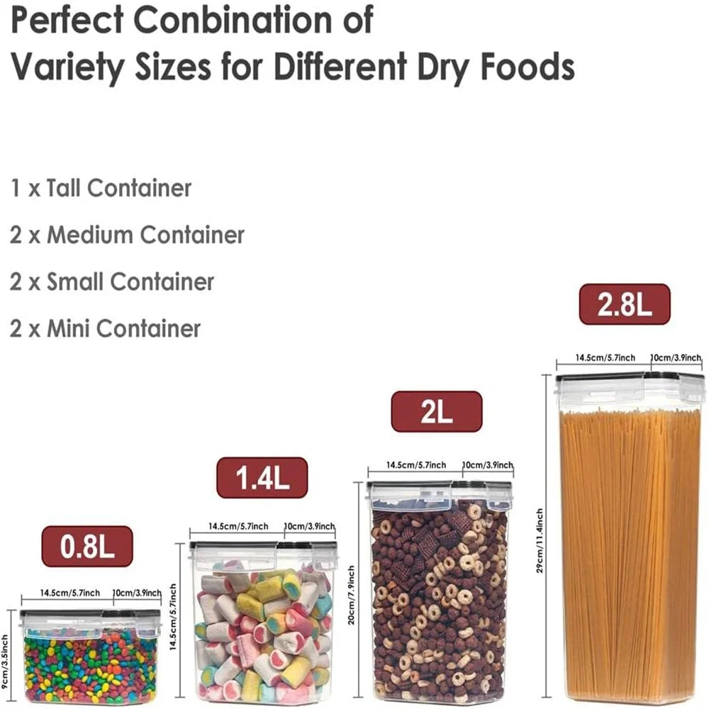 Airtight Food Storage Container Set — 7 Piece Plastic Organizer with Labels