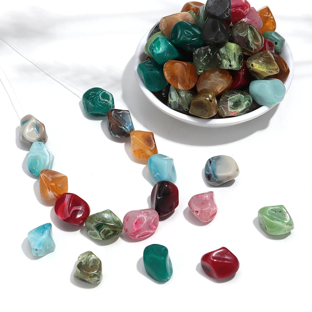 Colorful Acrylic Irregular Geometric Beads — 30pcs Loose Spacer Stones for DIY Jewelry