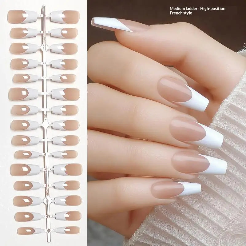 French Ballet Press On Nails — Elegant Ombre Full Cover Manicure, 30 Pieces