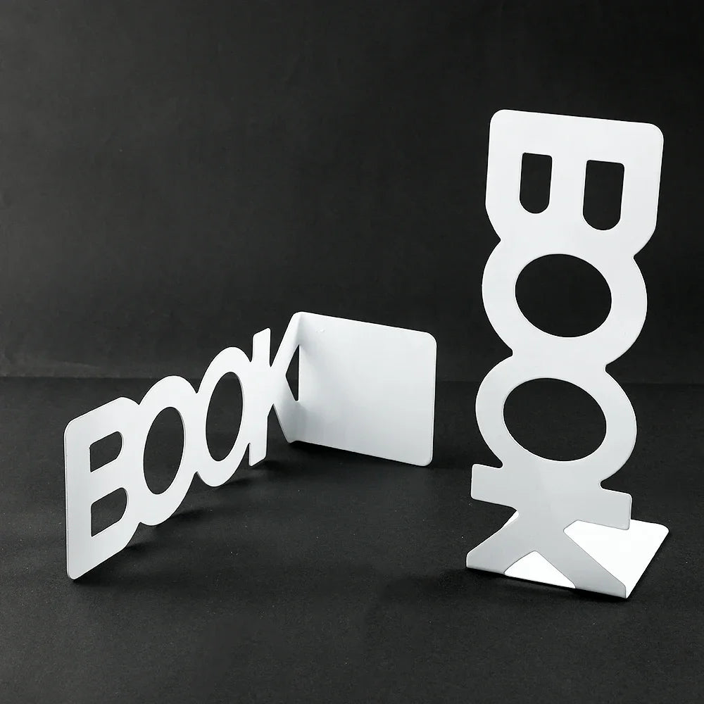 Metal English Letter Bookends — Creative Desk Decor & Book Support