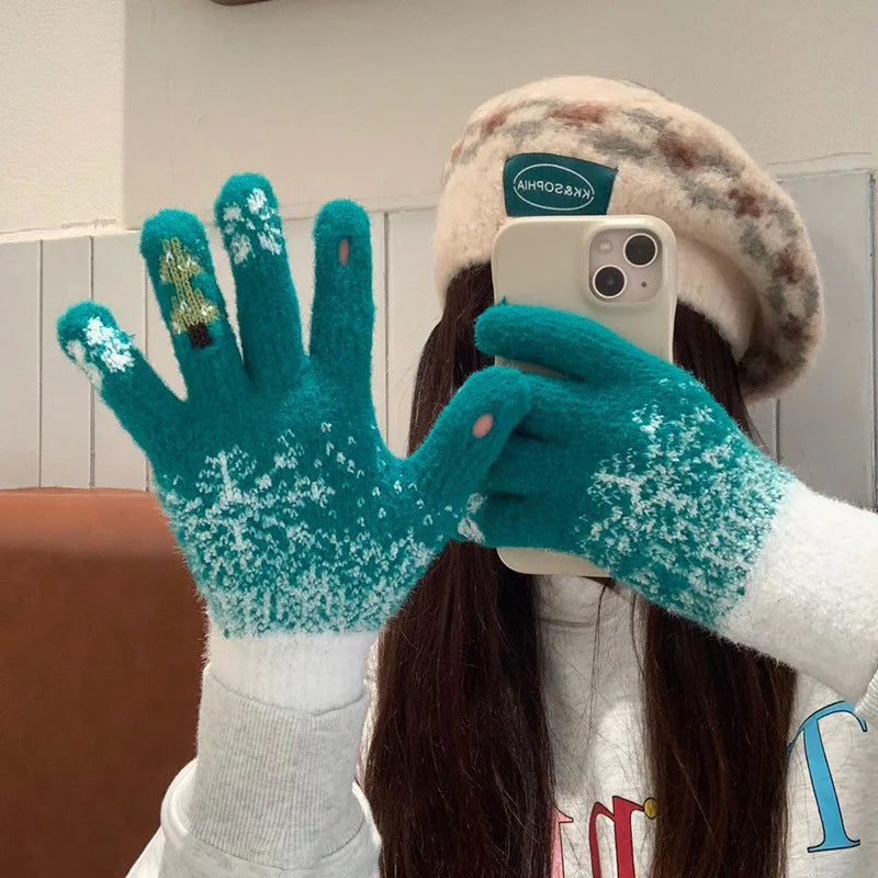 Women's Knit Winter Gloves — Warm Touch Screen Patterned Mittens