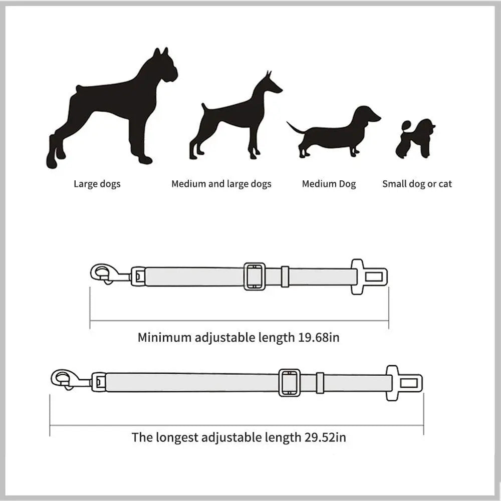 YOUSE Adjustable Pet Car Seat Belt — Secure Vehicle Safety Tether for Dogs and Cats