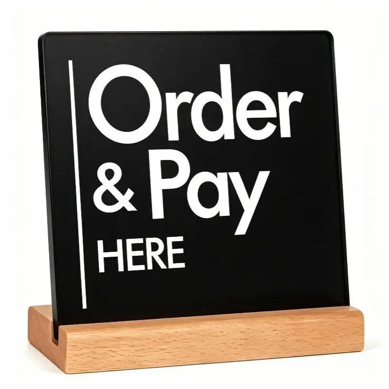 HUXUAN Acrylic Order Here Sign — Durable Countertop Display for Cafes