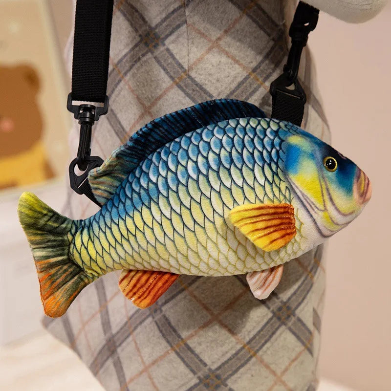 3D Simulation Fish Plush Crossbody Bag — Quirky Novelty Shoulder Purse
