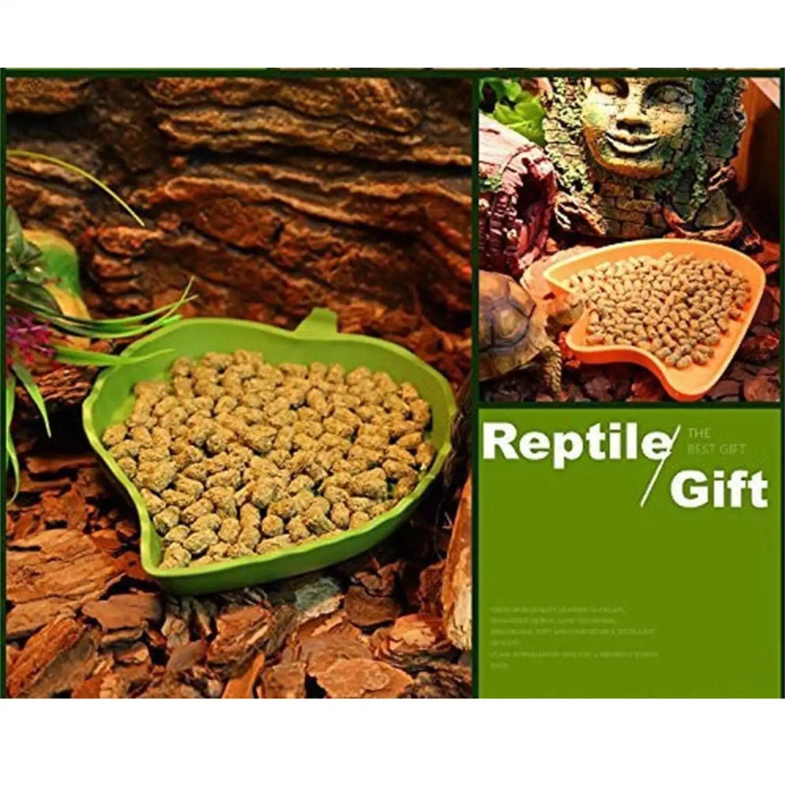 Leaf Shape Reptile Food and Water Bowl — Shallow Feeding Dish for Small Pets