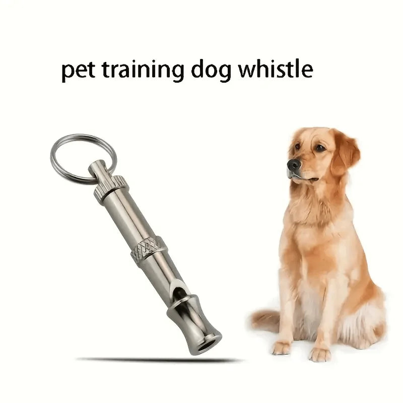 Adjustable Stainless Steel Dog Whistle — Professional Training Tool with Keychain