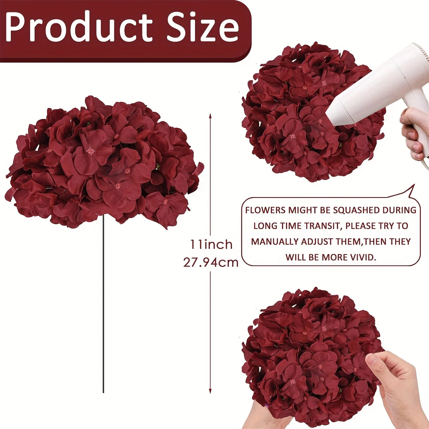 Artificial Hydrangea Flower Heads — 240 Piece Set for Wedding & Home Decor