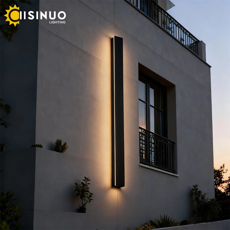 IISINUO LED Outdoor Wall Lamp — Waterproof Linear Sconce for Garden & Porch