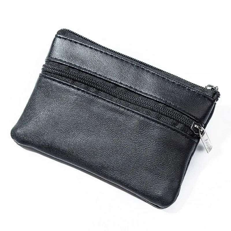 Compact PU Leather Coin Purse — Small Zippered Wallet for Men and Women